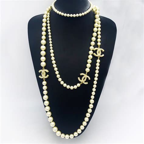 chanel pearl necklace for sale|chanel pearl long strand necklaces.